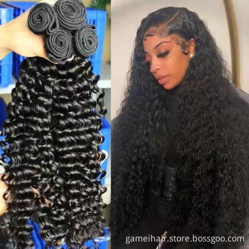 Wholesale 12A GRadeon deep wave  Raw Brazilian Hair Virgin Cuticle Aligned Hair Bundles